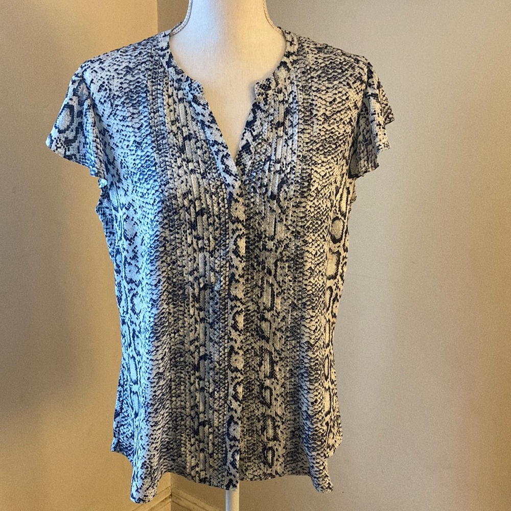 Blue and White Snakeskin Blouse